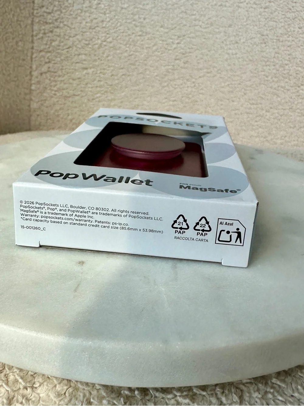 PopSockets PopWallet MagSafe Phone Grip - Burgundy Velvet Berry - NEW